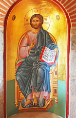 Obraz na płótnie Canvas Painting of Jesus Christ in The Holy Trinity Monastery, Meteora