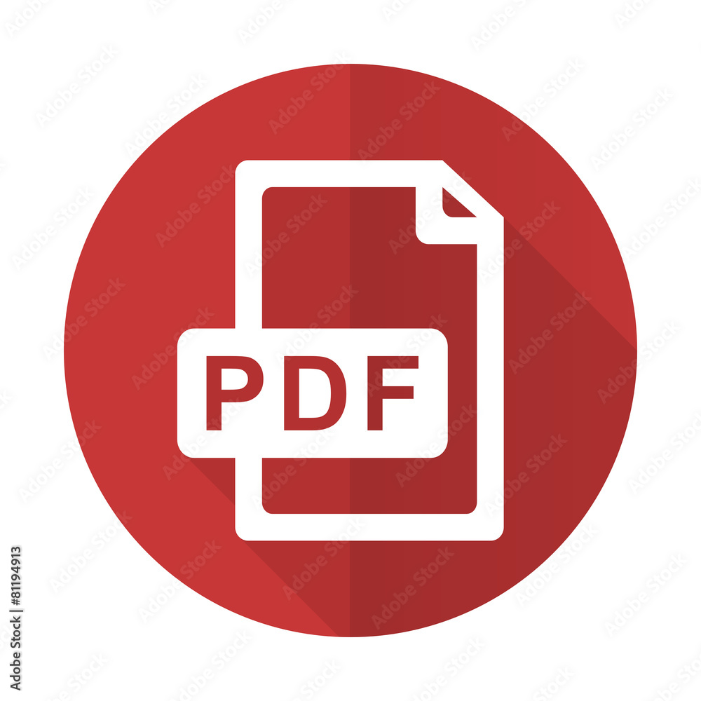 Sticker pdf file red flat icon