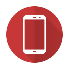 smartphone red flat icon phone sign