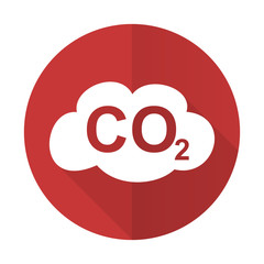 carbon dioxide red flat icon co2 sign