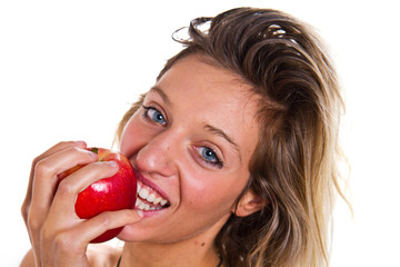 beautiful girl with a red apple