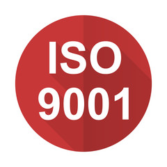 iso 9001 red flat icon