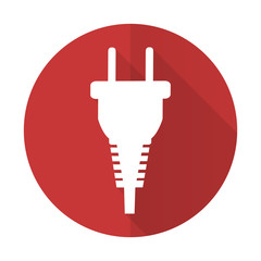 plug red flat icon electric plug sign