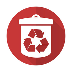 recycle red flat icon recycling sign