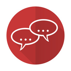 forum red flat icon chat symbol bubble sign