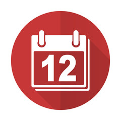 calendar red flat icon organizer sign agenda symbol