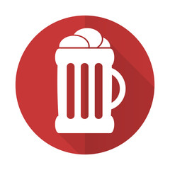 beer red flat icon mug sign