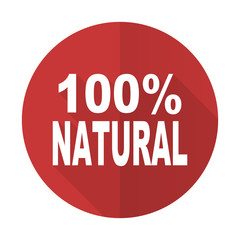 natural red flat icon 100 percent natural sign