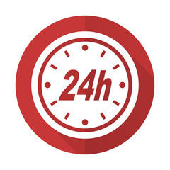 24h red flat icon