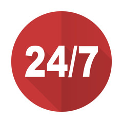 24/7 red flat icon