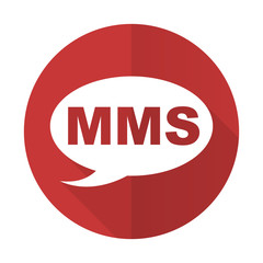 mms red flat icon message sign