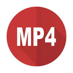 mp4 red flat icon