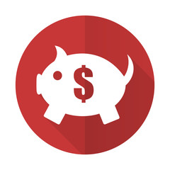 piggy bank red flat icon