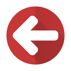 left arrow red flat icon arrow sign