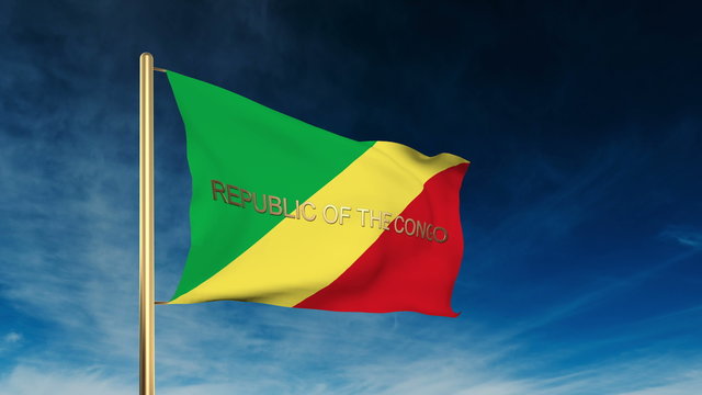 Republic of the Congo flag slider style with title. Waving in