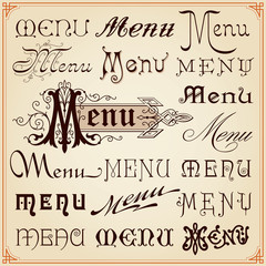 Menu Vintage Calligraphic Fonts Letterings Texts