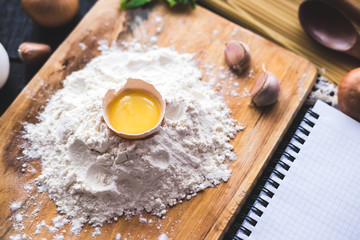 the blank recipe book with italian spaghetti