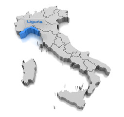 Fototapeta premium Map of Liguria region