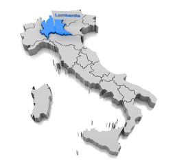 Map of Lombardia region