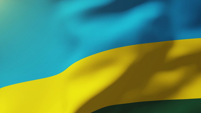 Rwanda flag waving in the wind. Looping sun rises style