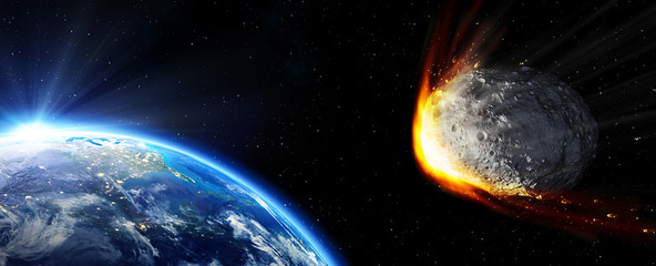 Obraz na płótnie Canvas Impact Earth - meteor in route collision