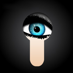 Blue eye in a keyhole