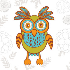 Cute illustration of bright owl character