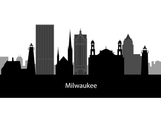 Naklejka premium Milwaukee, Wisconsin skyline. Szczegółowa sylwetka wektor