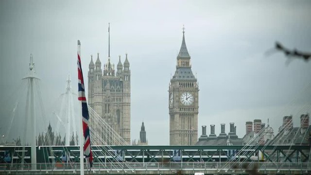 British Flag with Big Ben, close up
