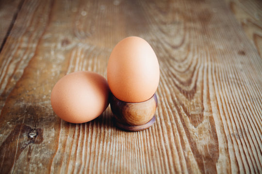 eggs on wooden surface