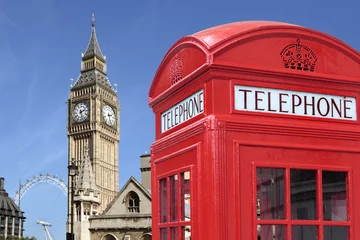Deurstickers Telefooncel met Big Ben © david_franklin