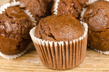 Fototapeta na wymiar Homemade chocolate muffins