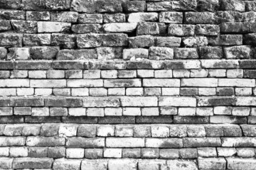 black and white ancient old brick grunge wall fragment backgroun
