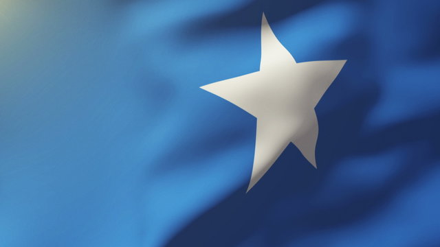 Somalia flag waving in the wind. Looping sun rises style