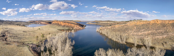 aerial panorama of Horsetooth Reservoir
