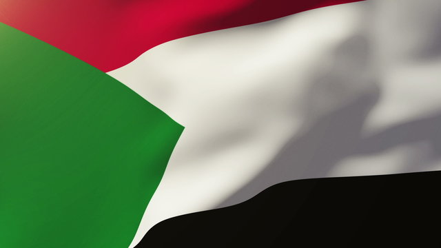 Sudan flag waving in the wind. Looping sun rises style