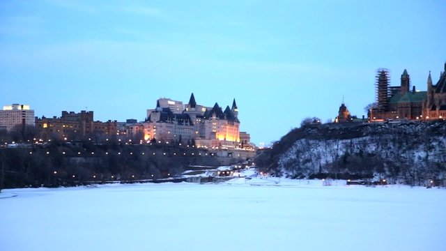 Ottawa parliament hill in winter