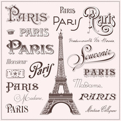 hand drawn Paris design elements - obrazy, fototapety, plakaty