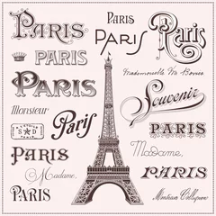 Deurstickers hand drawn Paris design elements © Anja Kaiser