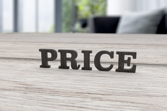 木製アルファベットのPRICEオブジェとインテリア