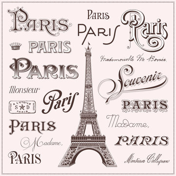 Fototapeta hand drawn Paris design elements