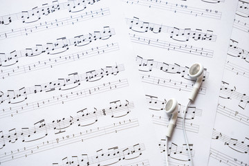 Earphone on music sheet