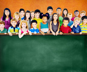 Diversity Friendship Group  Kids Education Blackboard Concept