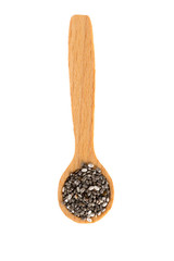 chia seeds in a wooden spoon