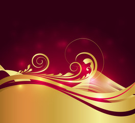 Wavy Golden Flourish Sparkles Background