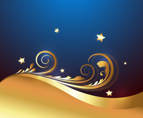 Festival Graphic Golden Floral Stars Background