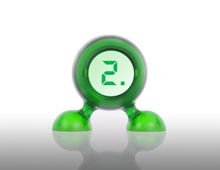 Small green plastic object with a digital display