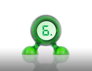 Small green plastic object with a digital display