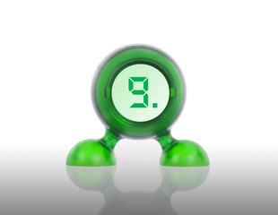 Small green plastic object with a digital display