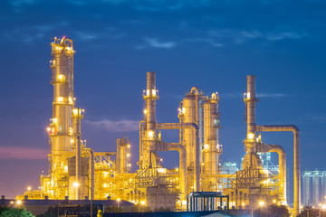 Oil gas refinery plant. May called petroleum, production or petrochemical plant. Industrial factory construction from engineering technology with steel pipe, pipeline, tank. Business for power energy.
